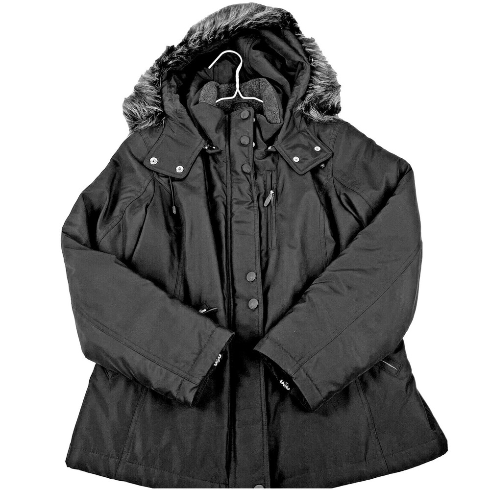 Donatella Sport Womans Parka Ski Jacket Black Polyester Long Sleeve Hooded S
